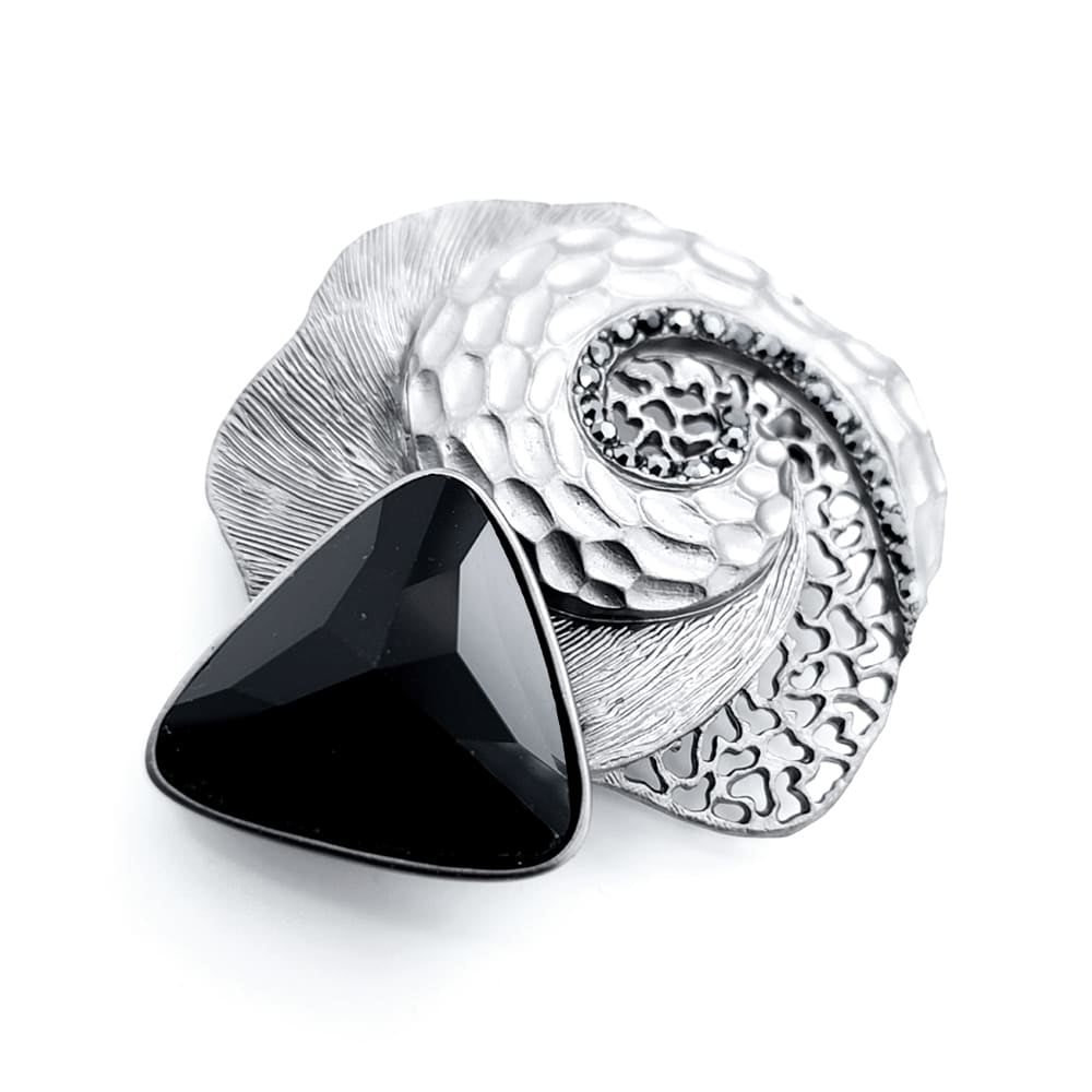 Black Colour Triangle Crystal Brooch