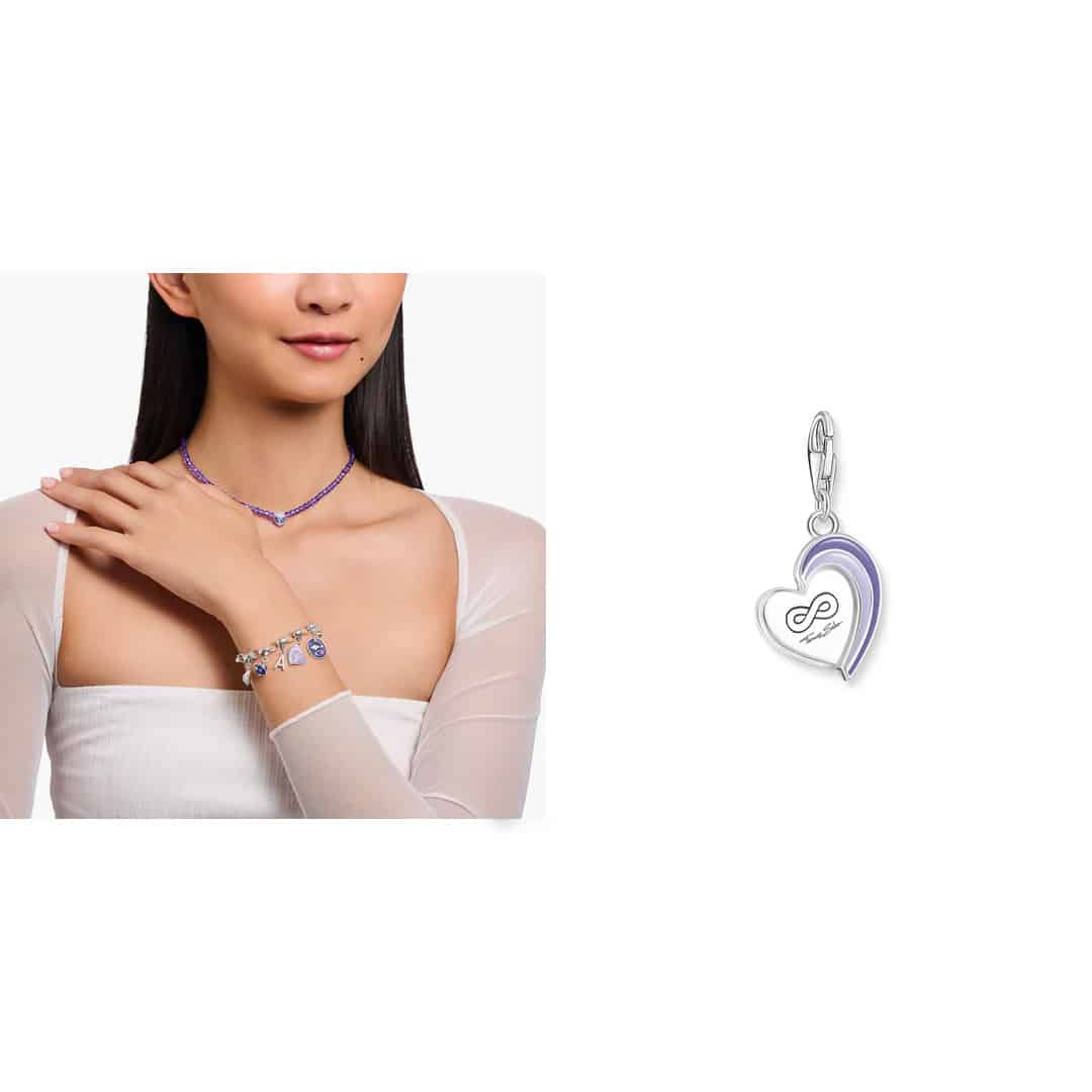 Charm Pendant BEST FRIENDS with Violet Cold Enamel