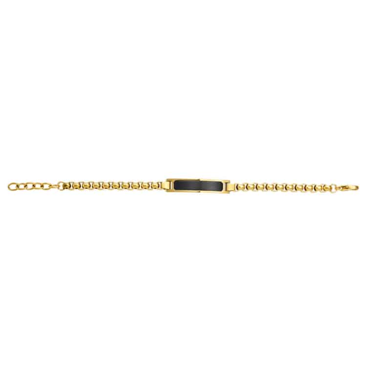 Stainless Steel Matte Black ID Plate Bracelet Yellow gold