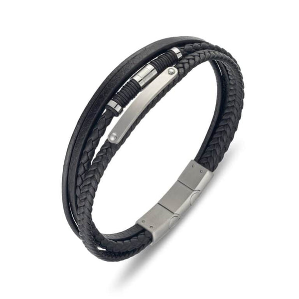 Multi Strand Leather ID Bracelet