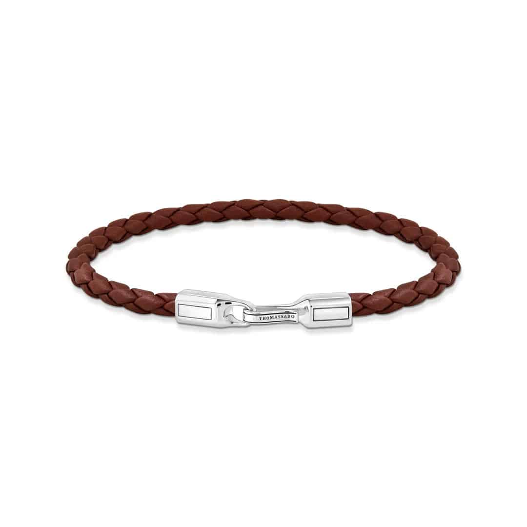 Bracelet with Braided and Brown Leather
