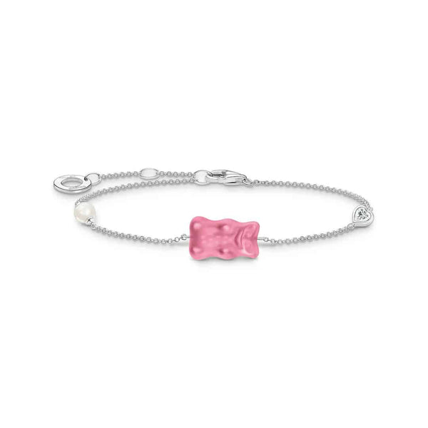 Bracelet with Pink Goldbear, Freshwater Pearl & Zirconia