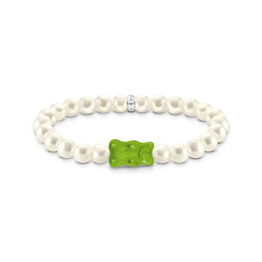 Pearl bracelet with Goldbear Apple Green