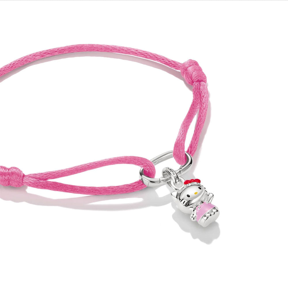 Hello Kitty Textile Bracelet Pink with Charm