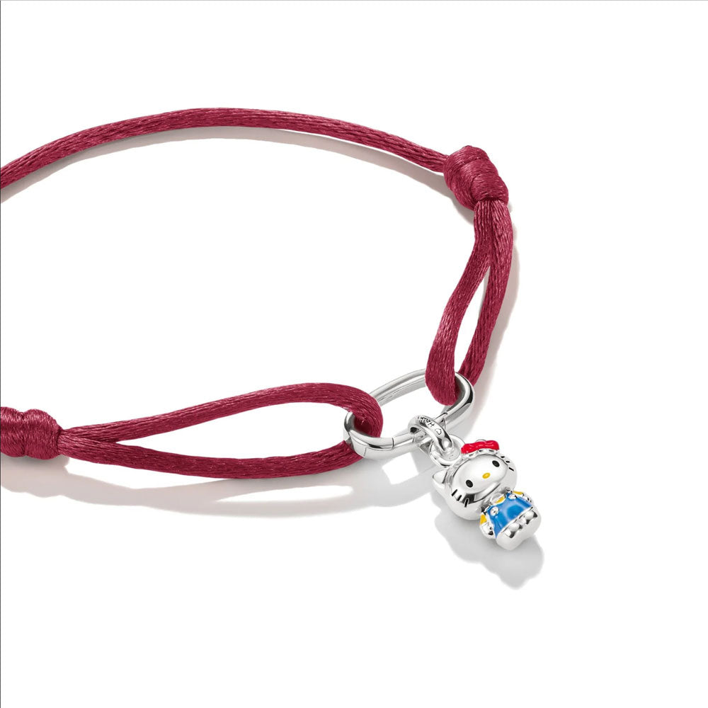 Hello Kitty Textile Bracelet Red with Charm
