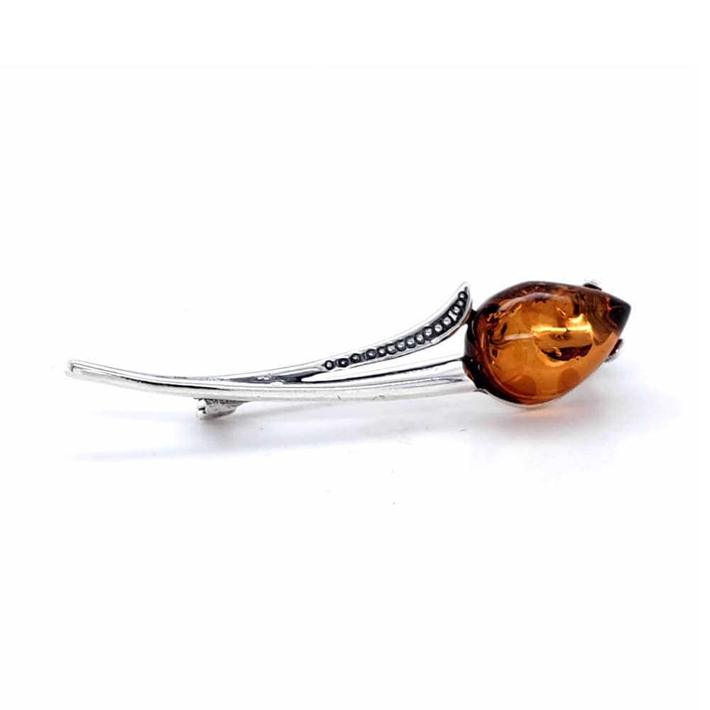 Genuine Baltic Amber Flower Brooch 595