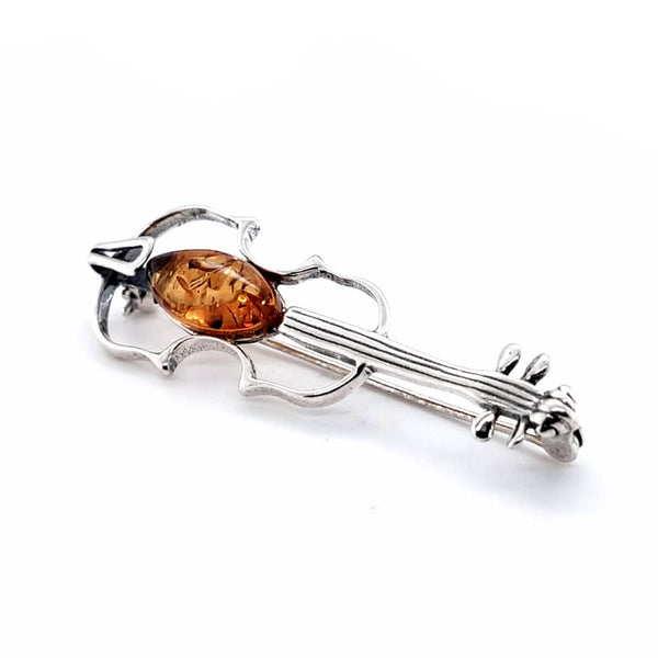 Genuine Baltic Amber Violine Brooch 600