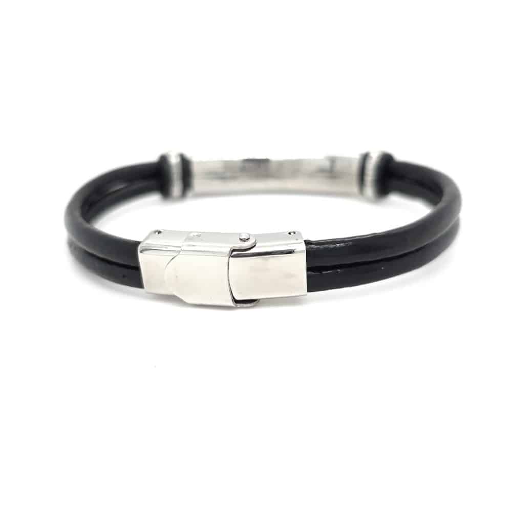 Baltic Amber Stainless Steel Leather Bracelet 745