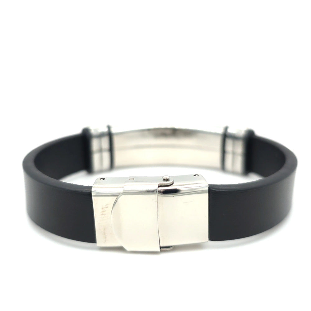 Baltic Amber Stainless Steel Leather Bracelet 747