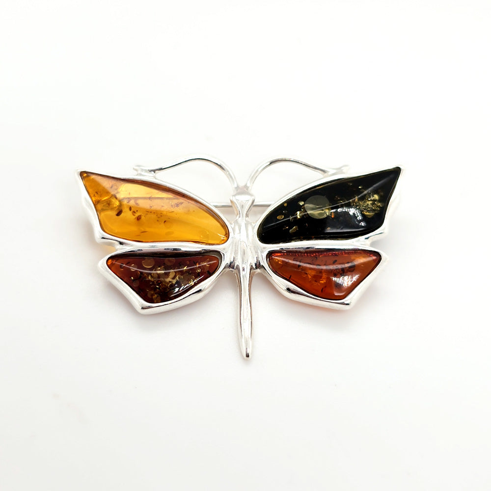 Genuine Baltic Amber Butterfly Brooch 830