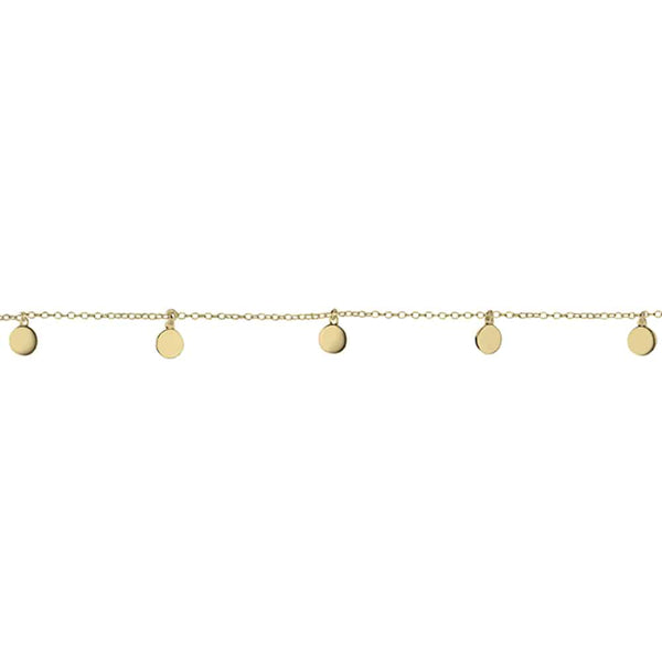 14K Gold Plated Silver Disc Charm Bracelet