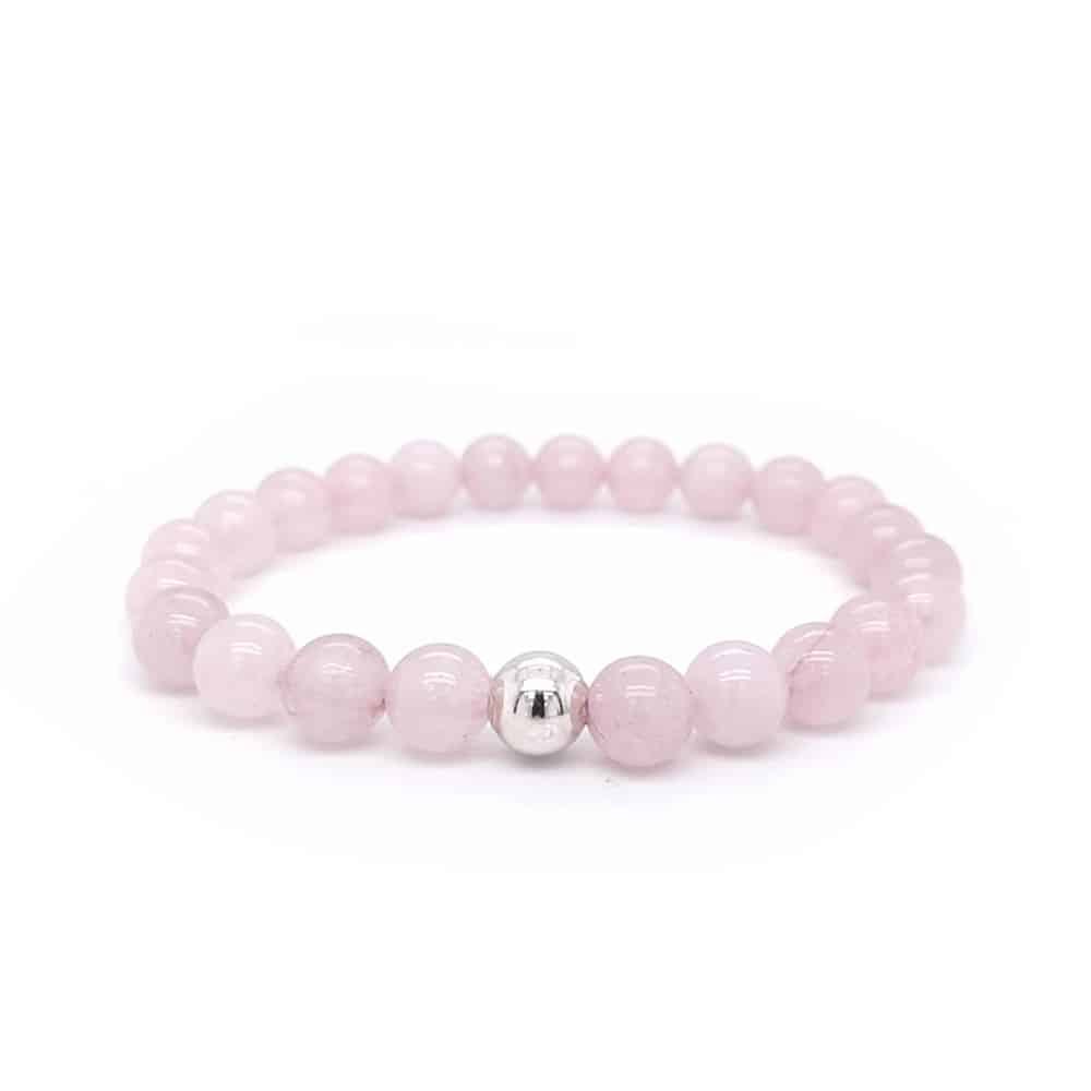 Rose Quartz and Silver Bead Bracelet