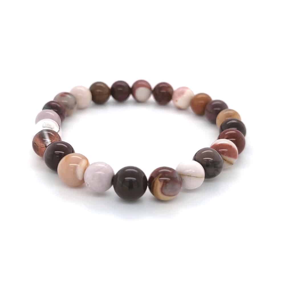 Mookaite 8 mm Beads Silver Bracelet