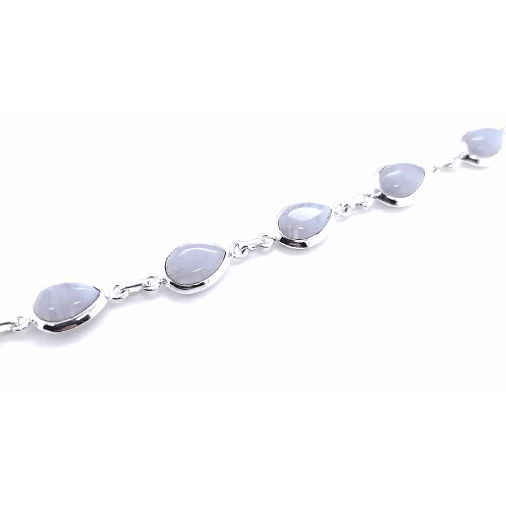 Blue Lace Agate Silver Bracelet