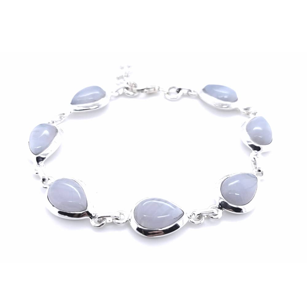 Blue Lace Agate Silver Bracelet