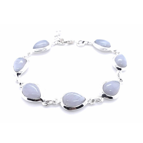 Blue Lace Agate Silver Bracelet