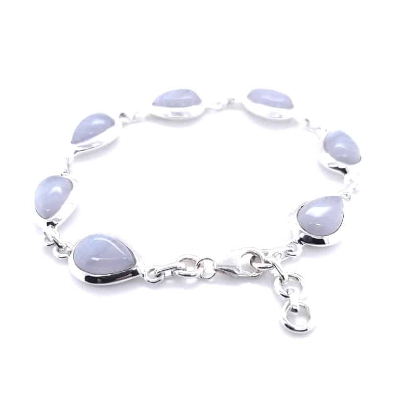 Blue Lace Agate Silver Bracelet