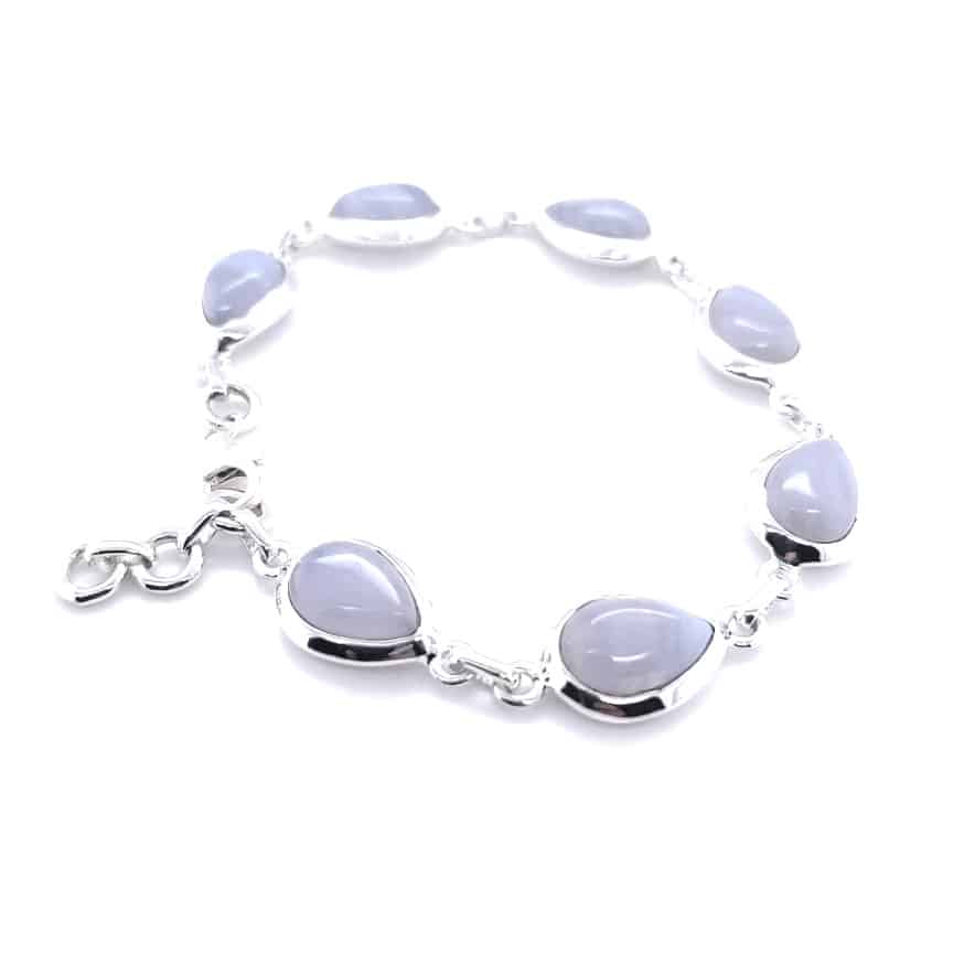Blue Lace Agate Silver Bracelet