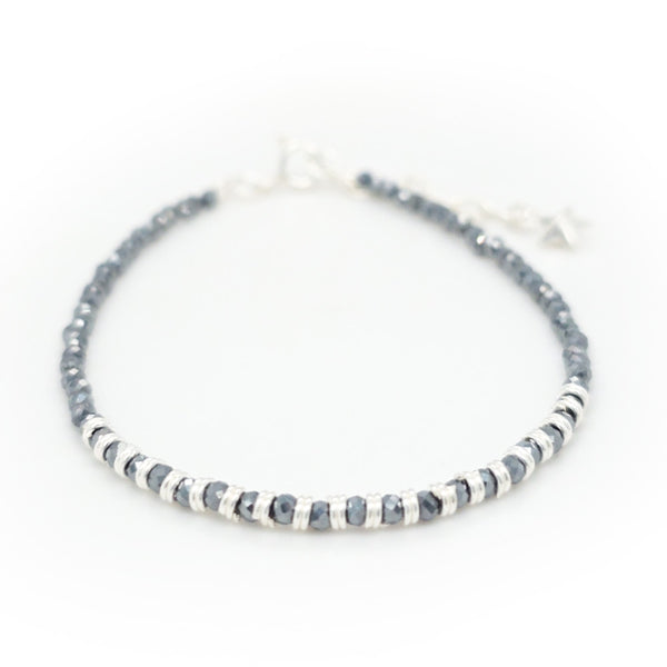Hematite and Silver Coil Bracelet