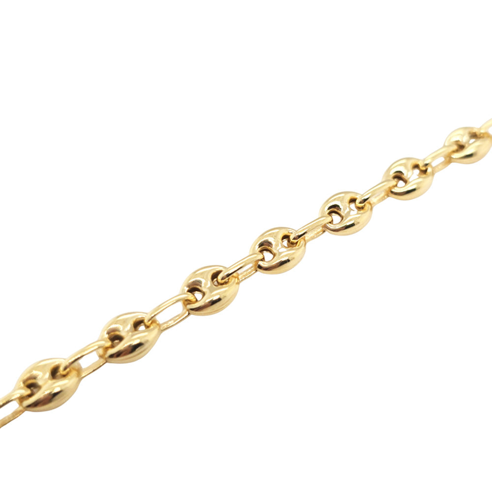925 Italian Silver Hollow Marina Link Bracelet Gold