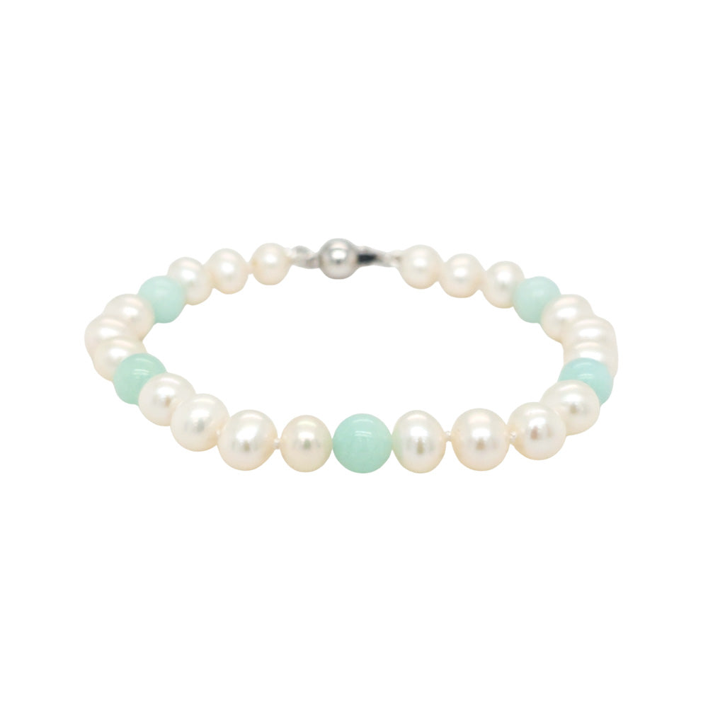 Fresh water Pearl and Amazonite Beads Bracelet