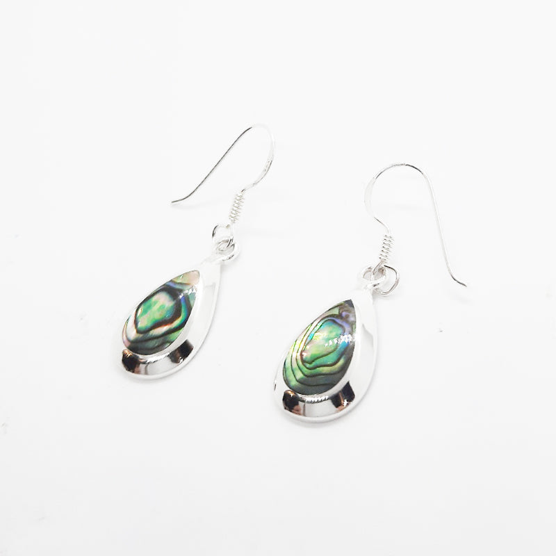 Paua Shell Tear Drop Silver Earrings