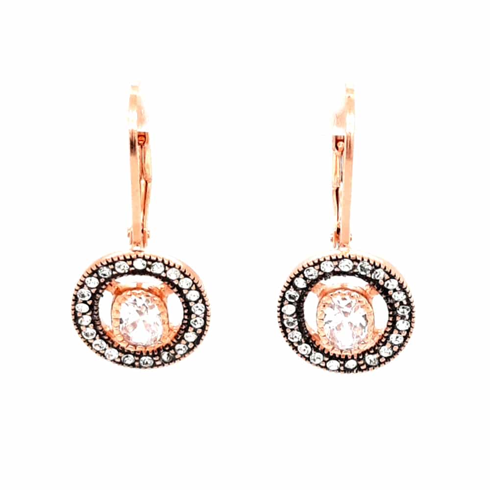 Rose Gold Plated Silver Crystal Oval Shape