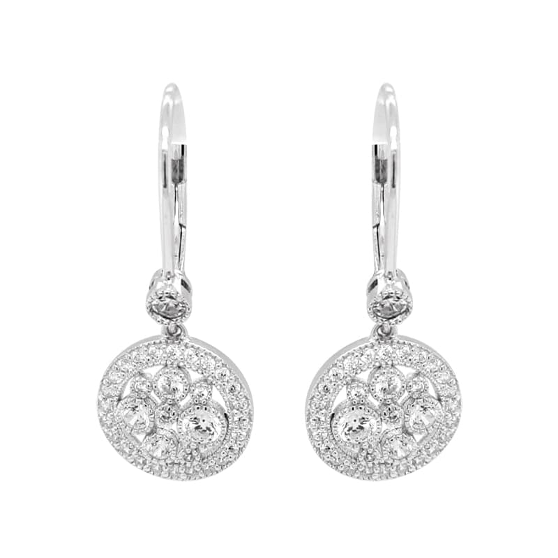 Rhodium Plated Silver Pebble Earrings