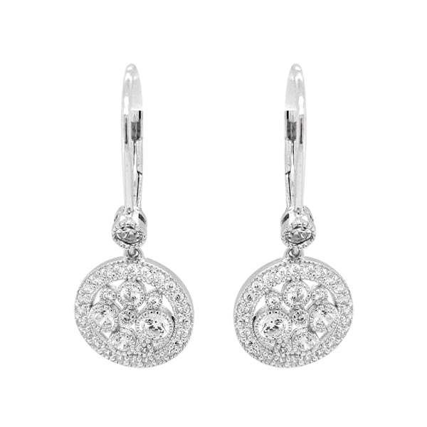 Rhodium Plated Silver Pebble Earrings