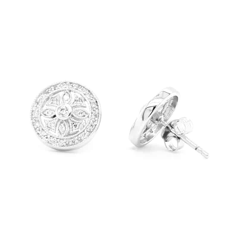 Rhodium Plated Silver Camille Stud Earrings