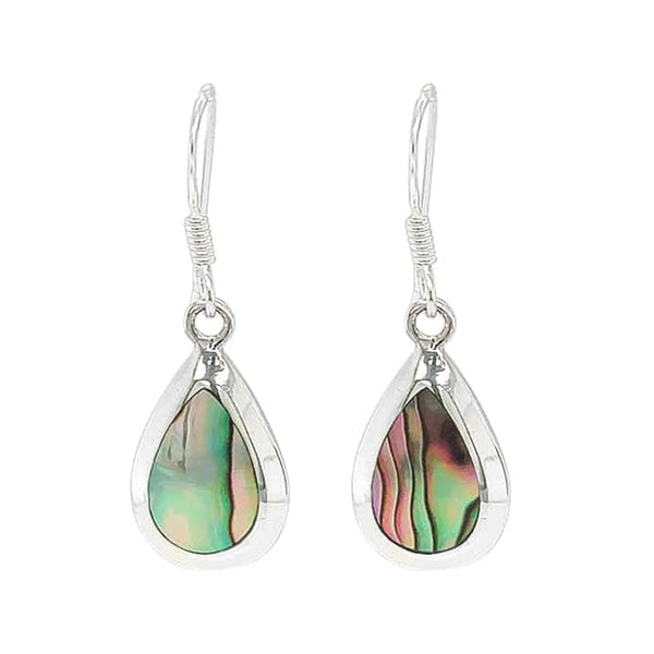 Paua Shell Tear Drop Silver Earrings