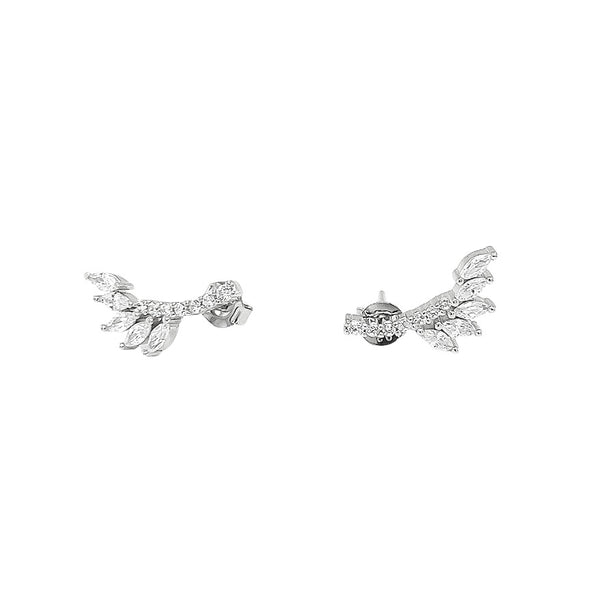 Sterling Silver Marquise CZ Climber Stud Earrings