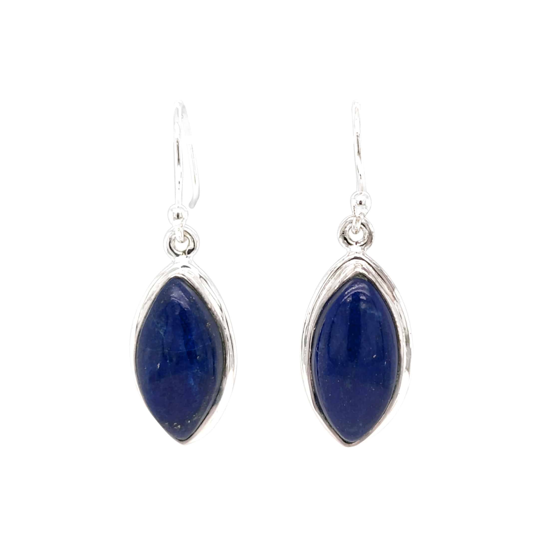 Boat Shape Lapis Lazuli Silver Earrings