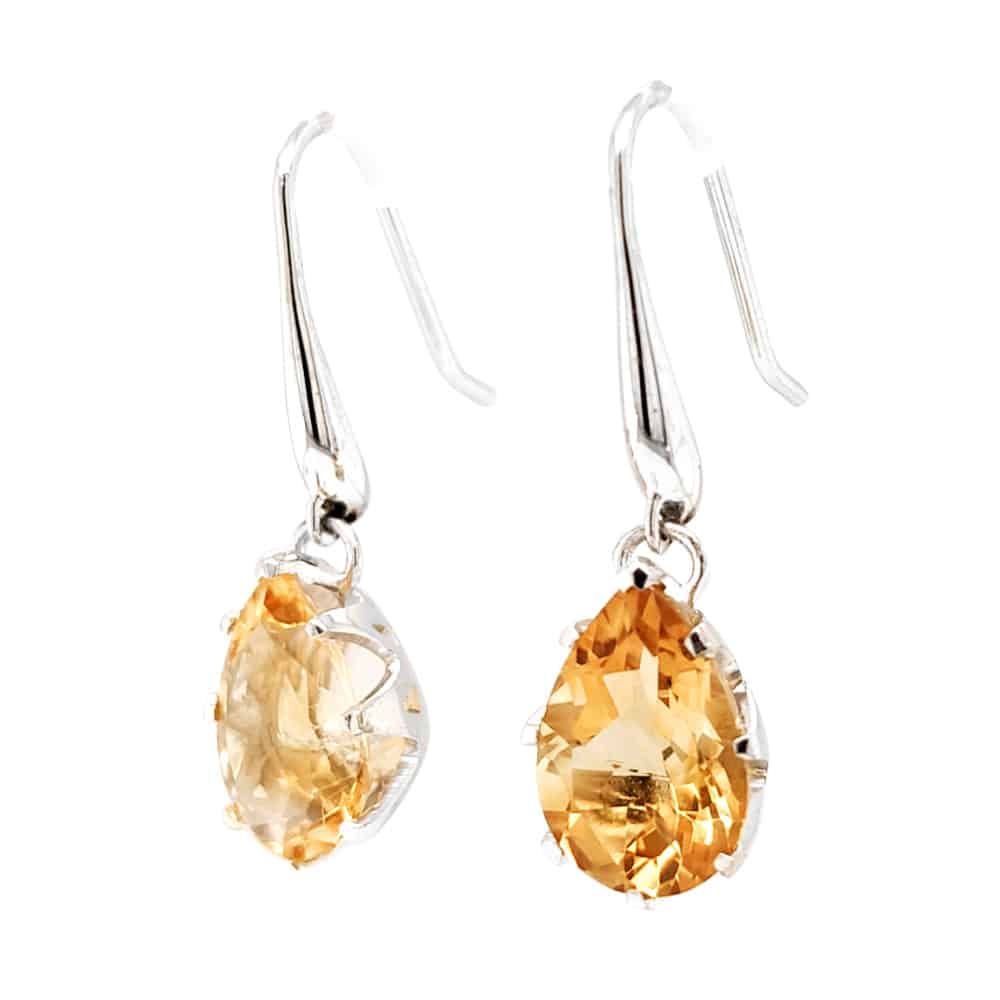 Citrine Tear Drop Claw-Set Earrings