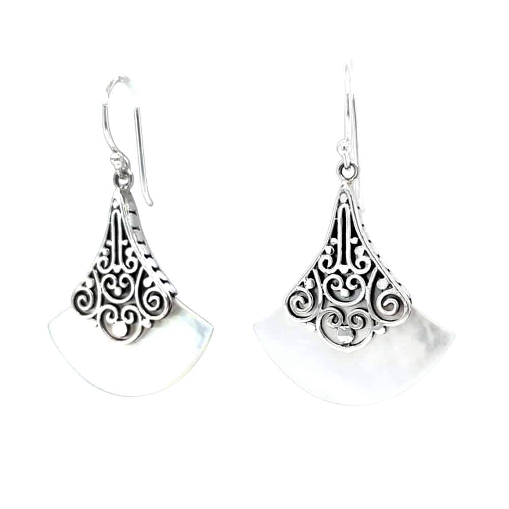 MOP Fan Silver Earrings