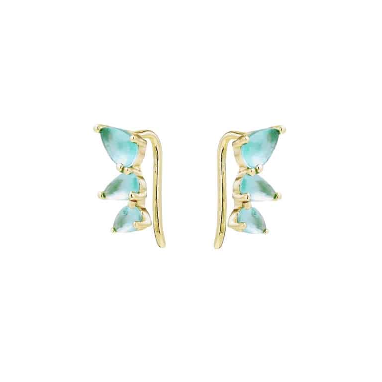 Yellow Gold Plated Aqua Calcite Silver Earrings