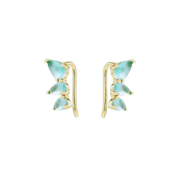 Yellow Gold Plated Aqua Calcite Silver Earrings