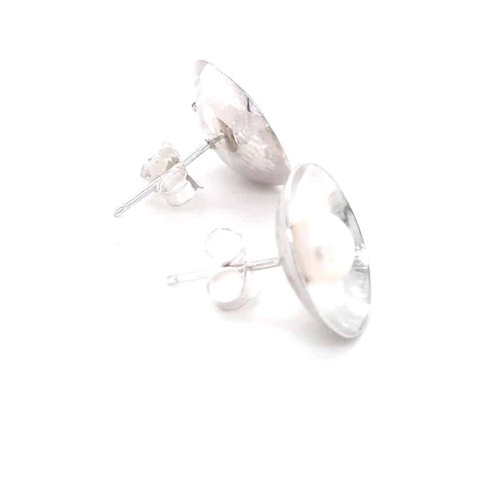 5mm Button FW Pearl Disc Cup Silver Studs