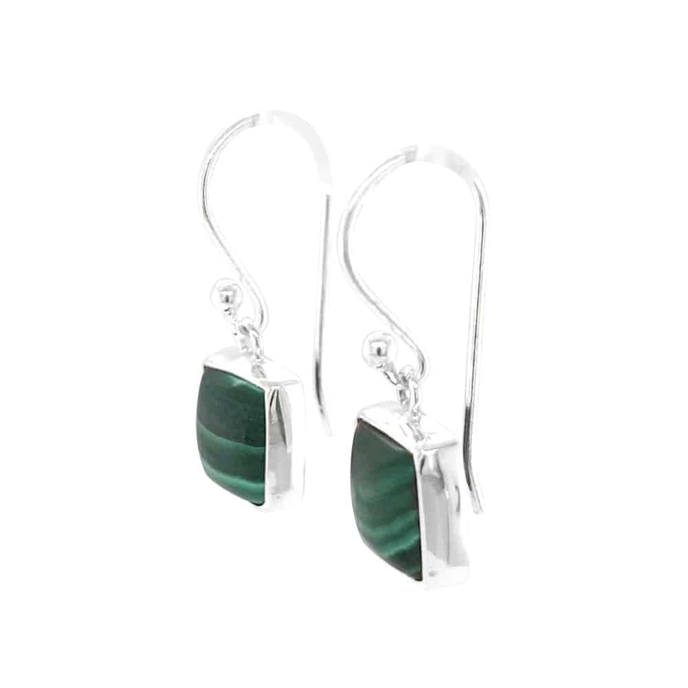 Malachite Square Silver Earrings