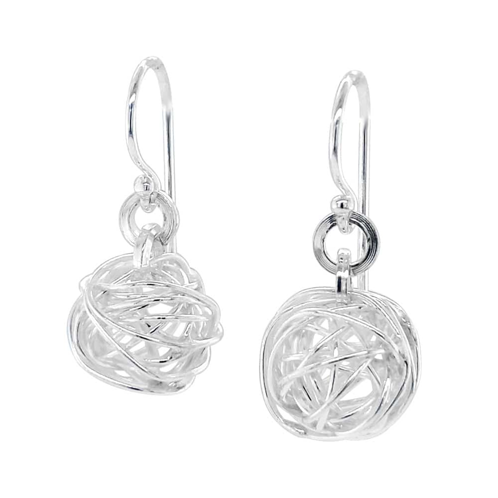 Wire Ball Sterling Silver Earrings