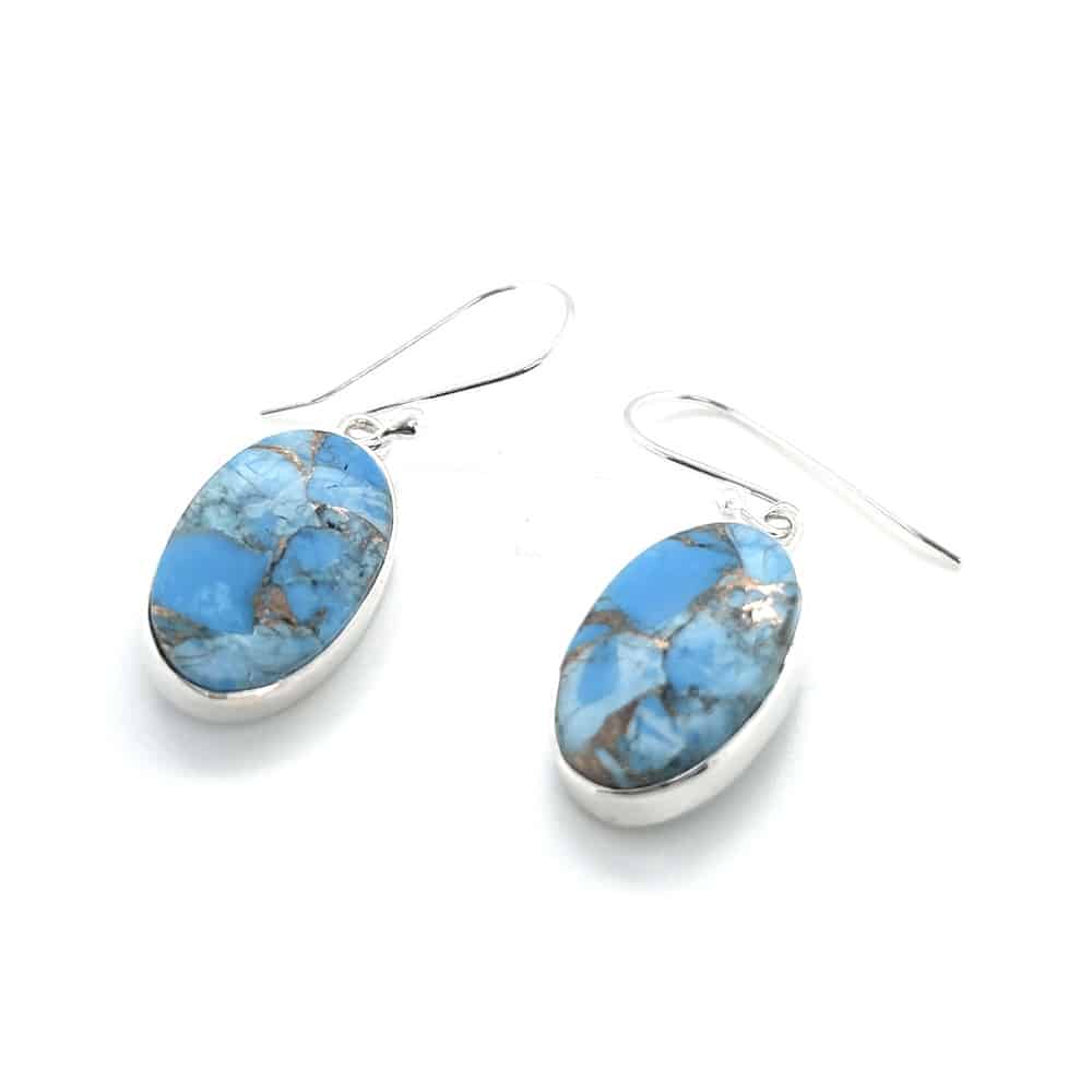Copper Turquoise Silver Earrings