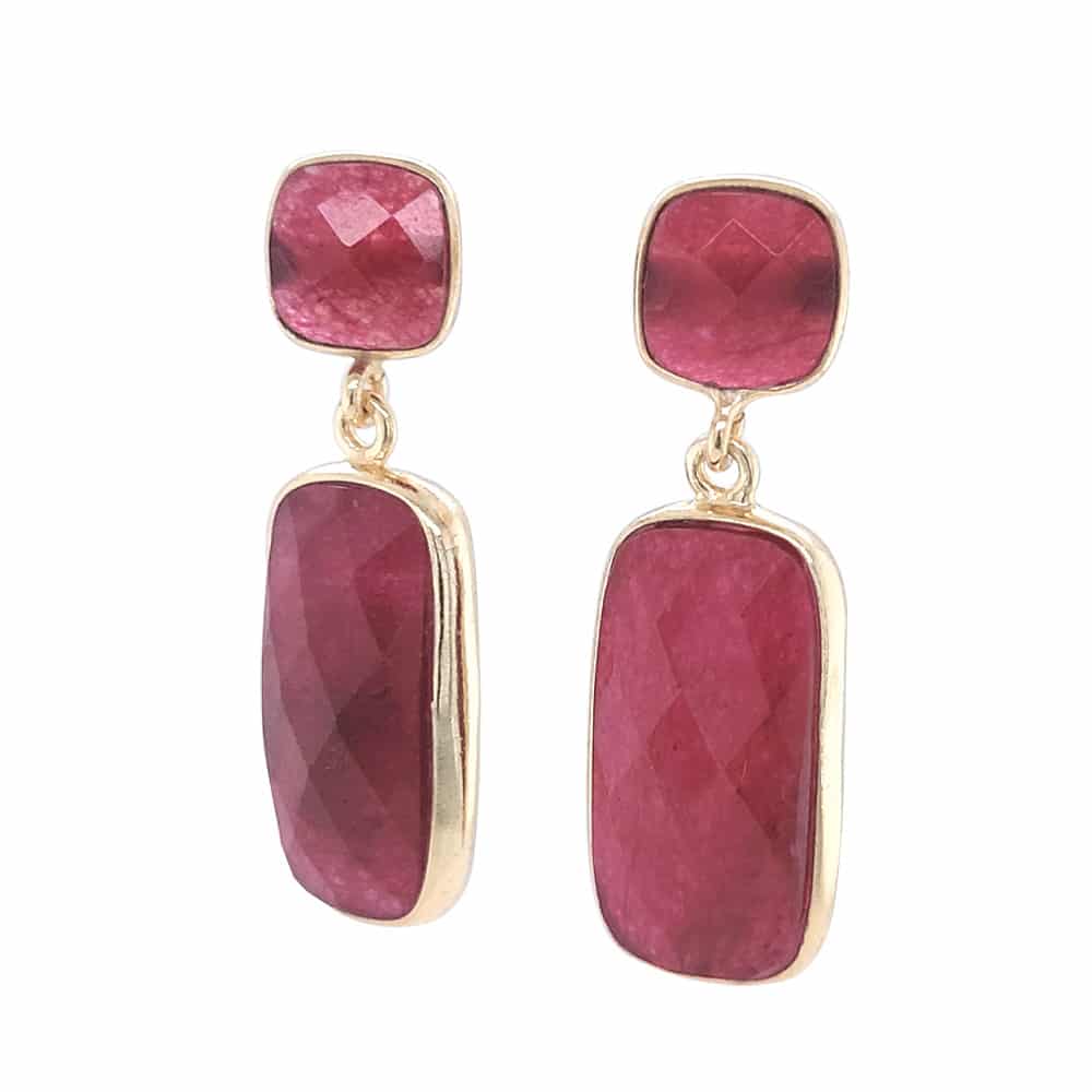 Indian Ruby Stud Drop Earrings