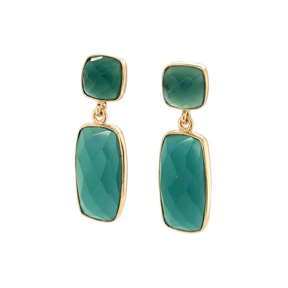 Green Onyx Stud Drop Earrings