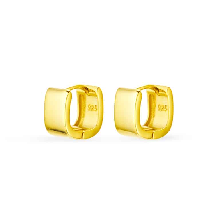 Gold Plated Sterling Silver Chunky Mini Squared Hoops