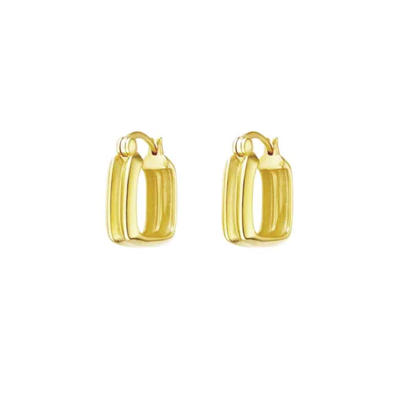 Gold Plated Sterling Silver Mini Squared Huggie