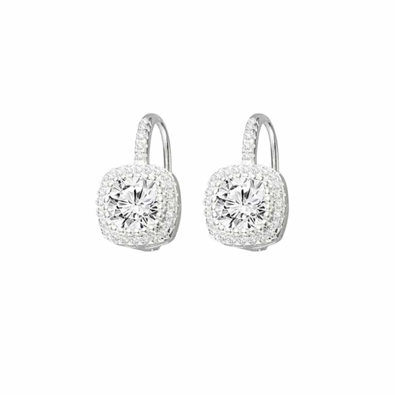 Sterling Silver Princess Cut CZ Earrings