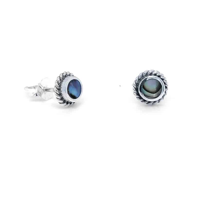 Silver Stud Earrings Paua Shell