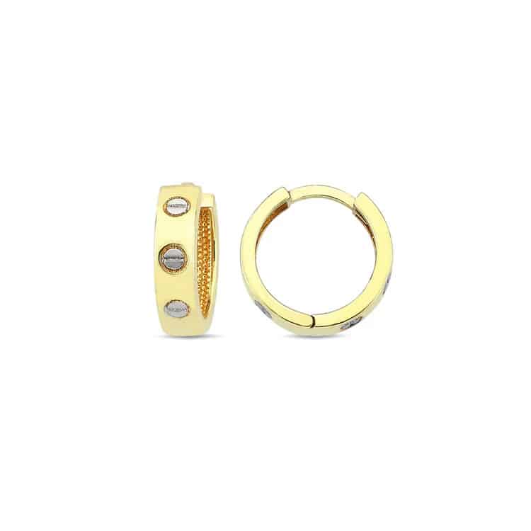 9K Yellow Gold Lock Hoop Earrings 12mm