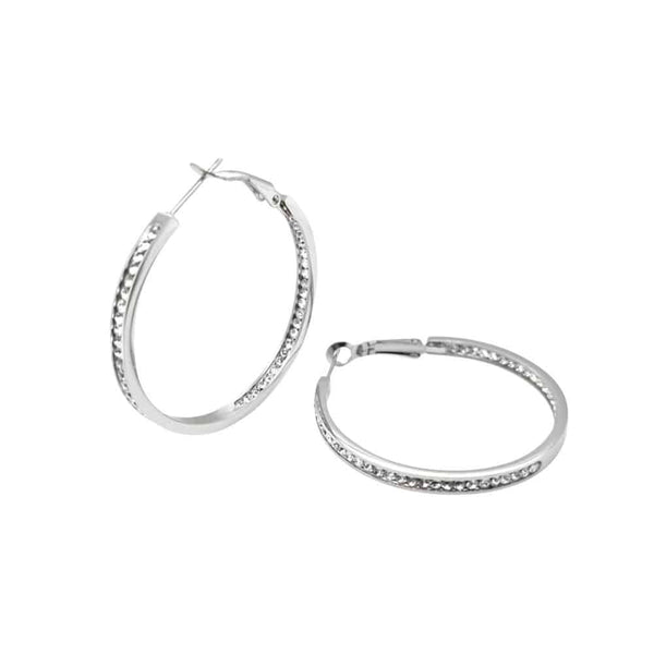 Crystal Inside Out Hoop Stainless Steel Earrings