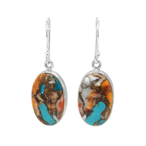 Oyster Turquoise Oval Silver Earrings